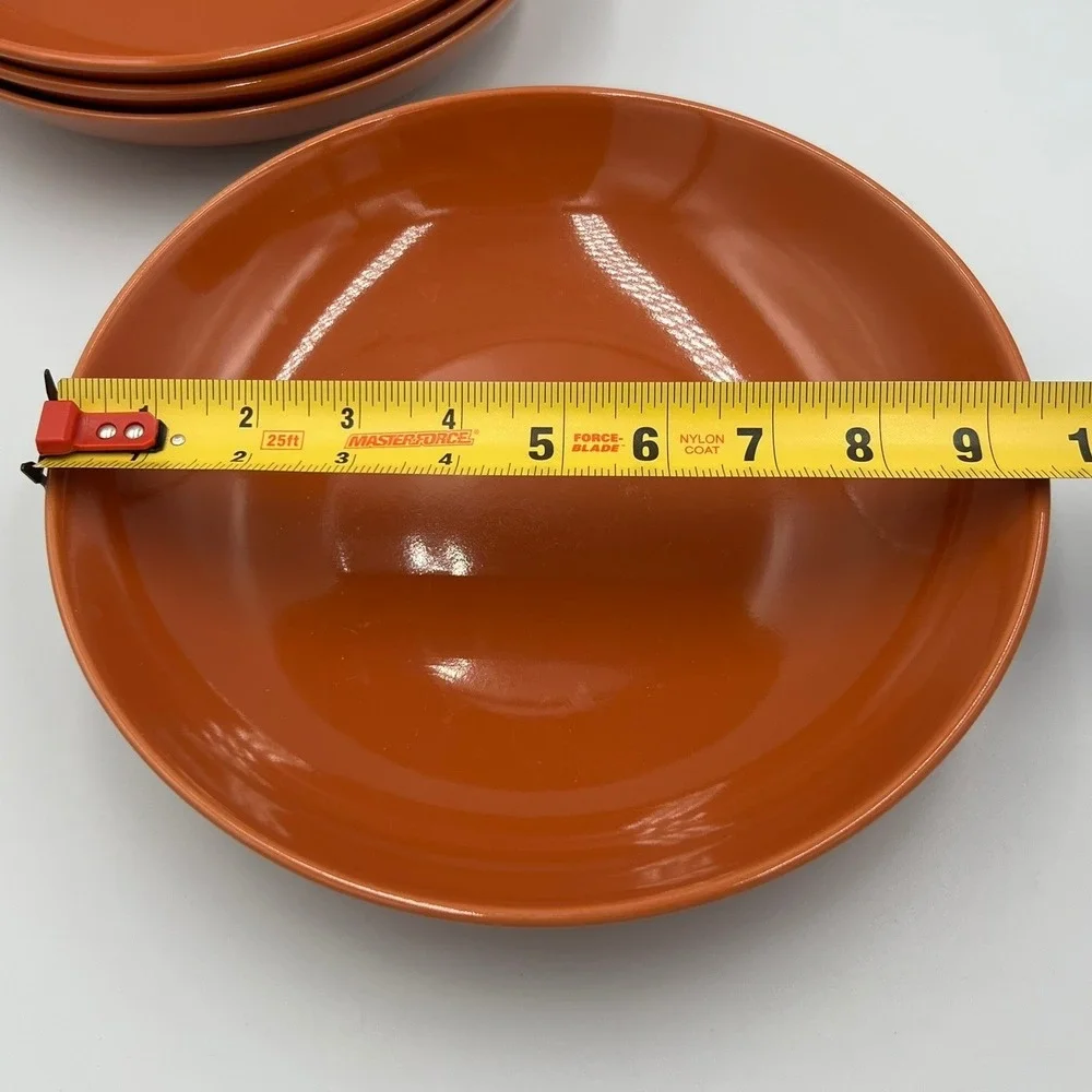 IKEA Fargklar Salad Bowls 4pc 9.5in Rust Orange Very Good Glossy Stoneware - Picture 7 of 8